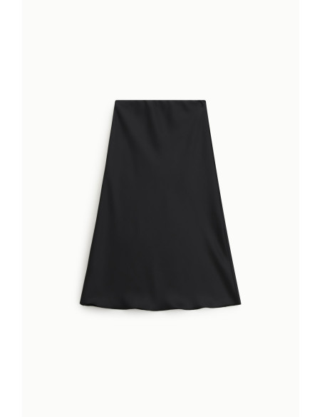 Jupe midi évasée unie, taille moyenne, modèle Dixie