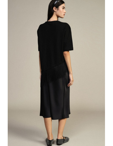 Dixie Plain-Coloured Flared Midi Skirt with Mid-Rise Waist