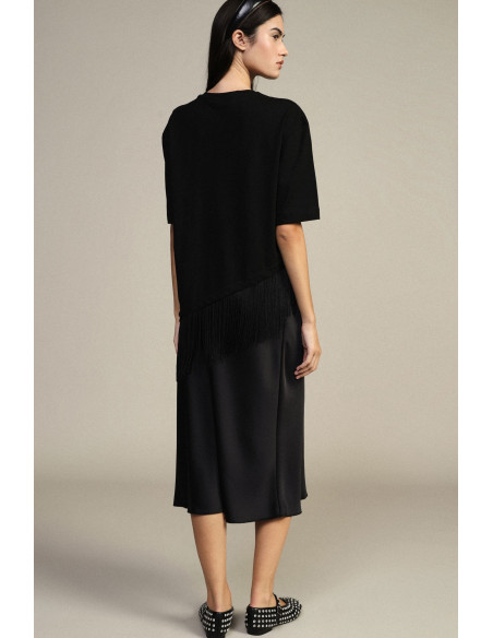 Dixie Plain-Coloured Flared Midi Skirt with Mid-Rise Waist