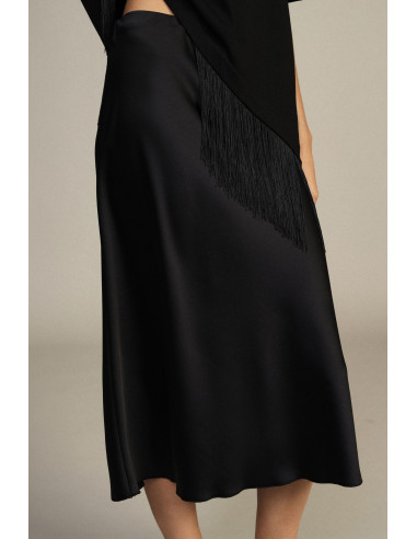 Dixie Plain-Coloured Flared Midi Skirt with Mid-Rise Waist