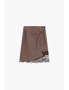 Gonna Corta Fantasia Geometrica Con Pizzo Dixie