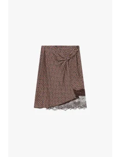 Jupe courte à motifs géométriques et dentelle Dixie