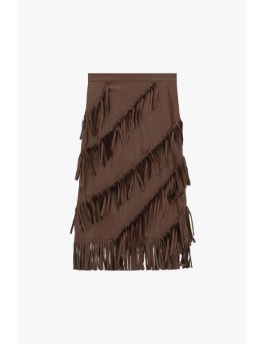 Dixie Mid-Length Skirt with Diagonal Fringes