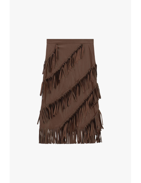 Dixie Mid-Length Skirt with Diagonal Fringes