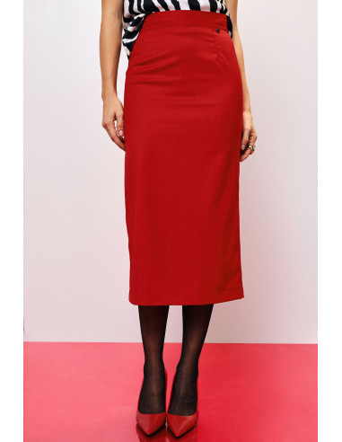 Jupe mi-longue à taille haute unie Dixie