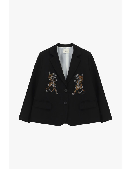 Blazer Con Ricamo Tigre E Tasche A Patta Dixie