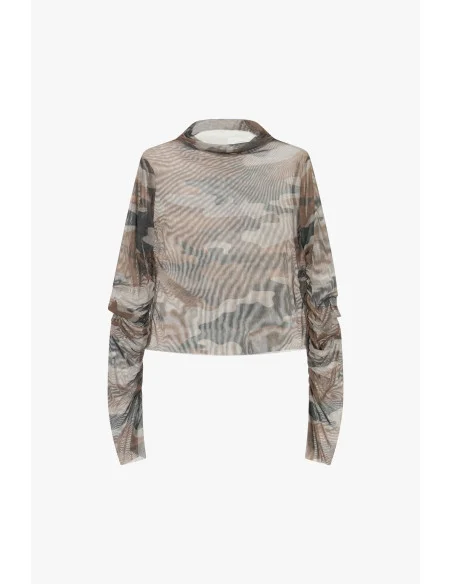 Pull à manches longues froncées, imprimé géométrique « Dixie »