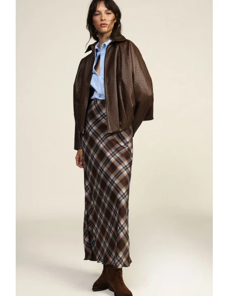 Long Wrap Skirt in Tartan Pattern Dixie