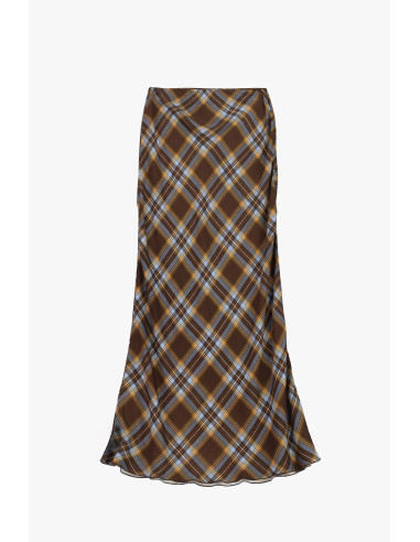 Long Wrap Skirt in Tartan Pattern Dixie