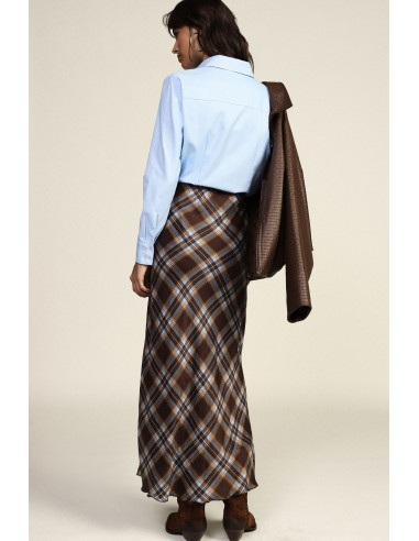 Long Wrap Skirt in Tartan Pattern Dixie