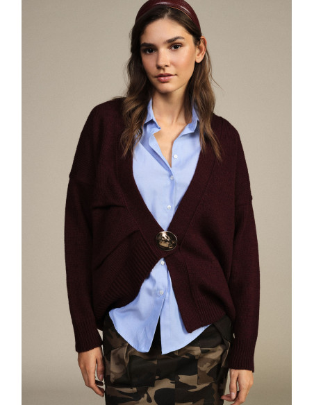 Cardigan Con Maxi Bottone E Spalle Scese Dixie