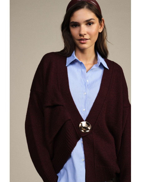 Cardigan Con Maxi Bottone E Spalle Scese Dixie