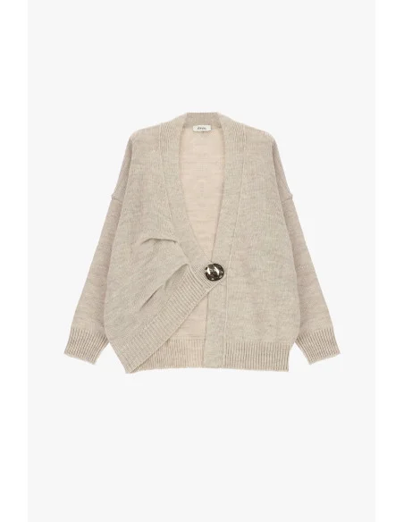 Cardigan with Oversized Button and Dropped Shoulders Dixie