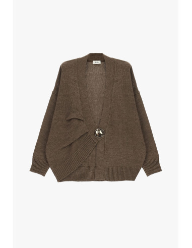 Dixie Cardigan with Oversized Button and Dropped Shoulders - Vestit...