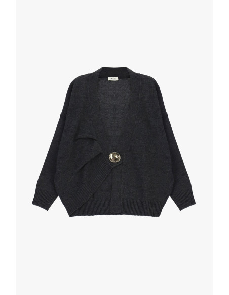 Cardigan with Oversized Button and Dropped Shoulders Dixie