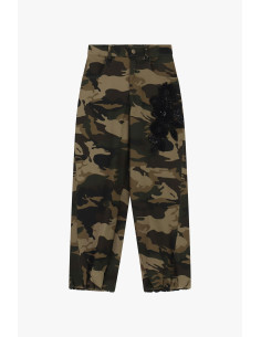 Pantalon palazzo à motif camouflage avec broderie latérale Dixie - ... 2