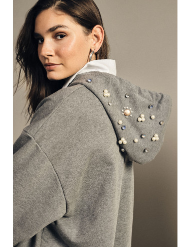 Hooded Sweatshirt with Decorative Appliqués Dixie