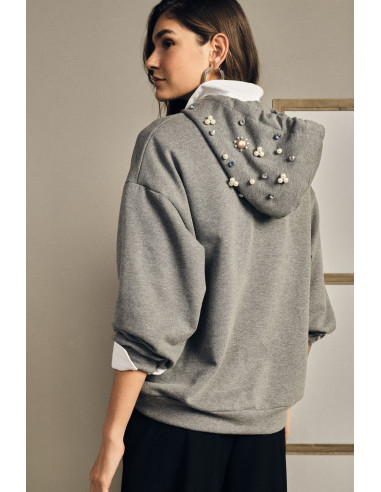 Hooded Sweatshirt with Decorative Appliqués Dixie