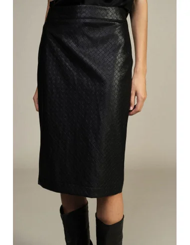 High-Waisted Pencil Skirt with Chevron Pattern Dixie