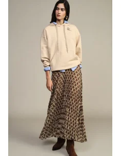 Pleated Midi Skirt with Geometric Pattern Dixie