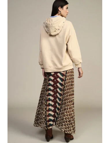 Pleated Midi Skirt with Geometric Pattern Dixie