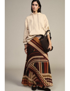 Dixie Long Pleated Skirt with Striped Belt - Vestiti Firmati Life S...