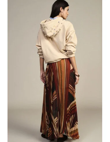 Long Pleated Skirt with Striped Belt Dixie