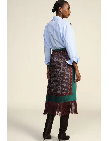 Long Horse-Print Skirt with Fringes Dixie