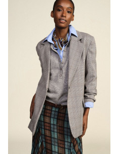 Blazer à carreaux avec franges décoratives dans le dos Dixie - Vest...