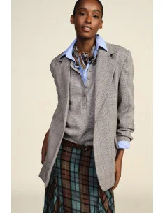 Blazer à carreaux avec franges décoratives au dos Dixie
