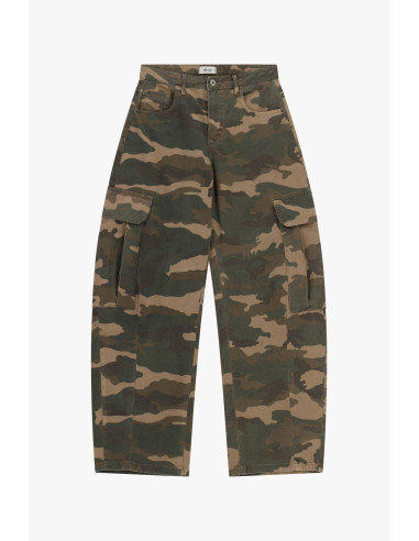 Dixie Camouflage-Print Palazzo Trousers with Large Side Pockets - V...