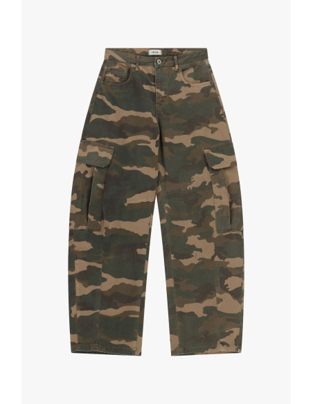 Dixie Camouflage-Print Palazzo Trousers with Large Side Pockets - V...