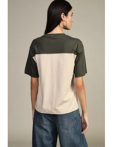T-shirt à manches courtes avec imprimé éléphant et empiècements contrastants Dixie