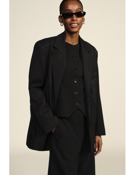 Dixie Blazer with Decorative Fringing and Front Pockets - Vestiti F...