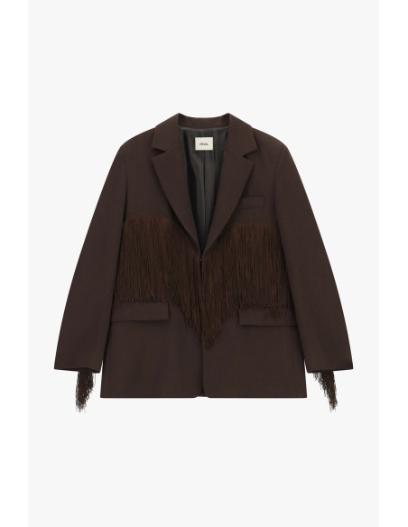 Blazer with Decorative Fringes and Front Pockets Dixie