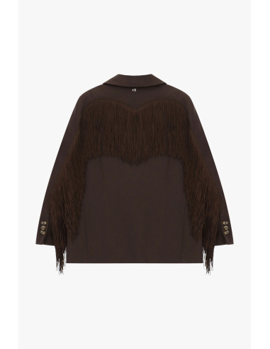 Blazer with Decorative Fringes and Front Pockets Dixie