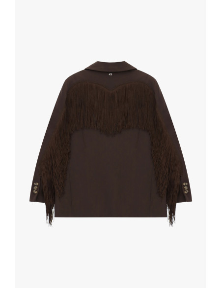 Blazer with Decorative Fringes and Front Pockets Dixie