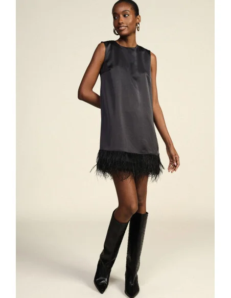 Short Sleeveless Dress with Feather Detail Dixie
