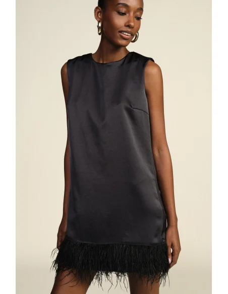 Short Sleeveless Dress with Feather Detail Dixie
