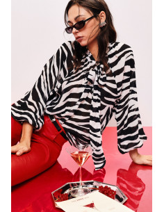 Dixie Flowy Blouse with Zebra Print and Wide Sleeves - Vestiti Firm...