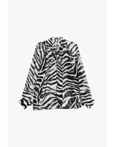 Flowy Zebra-Print Blouse with Wide Sleeves Dixie