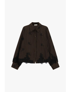 Chemise à rayures avec détails en dentelle et coupe droite Dixie - ...