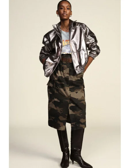 Jupe midi à motif camouflage avec ceinture Dixie