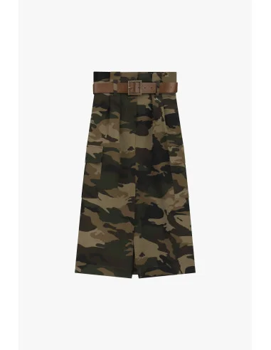 Jupe midi à motif camouflage avec ceinture Dixie