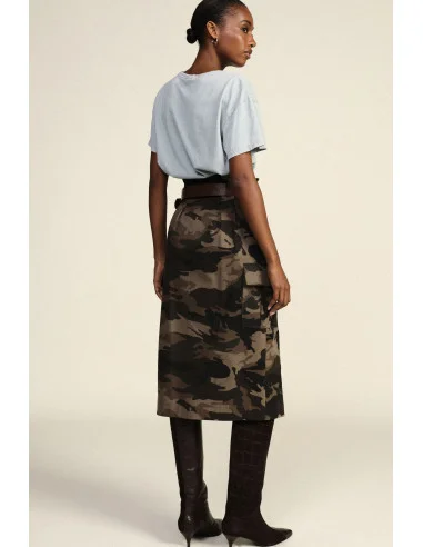 Jupe midi à motif camouflage avec ceinture Dixie