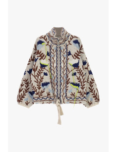 Cardigan Con Zip E Motivo Floreale Jacquard Dixie 2