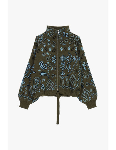 Cardigan zippé à motif paisley jacquard Dixie