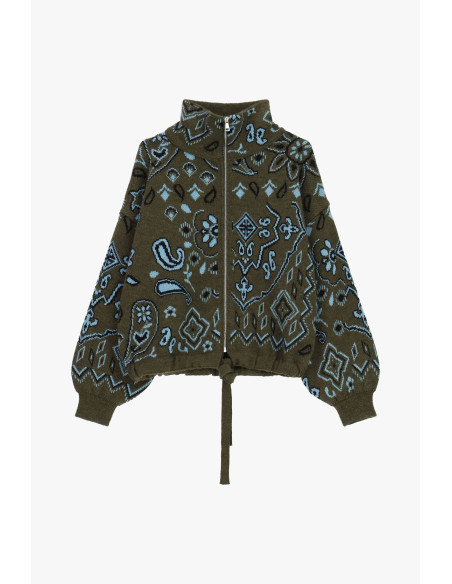 Cardigan zippé à motif paisley jacquard Dixie
