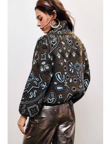 Cardigan Con Zip E Fantasia Paisley Jacquard Dixie