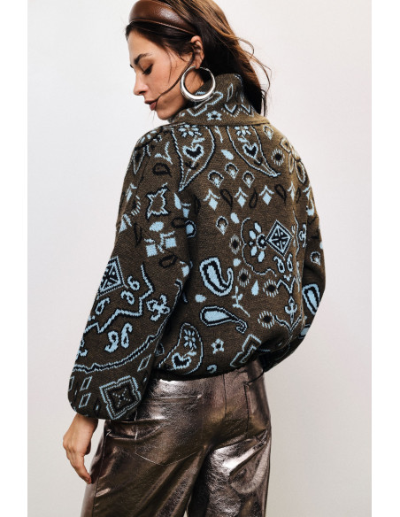 Cardigan Con Zip E Fantasia Paisley Jacquard Dixie
